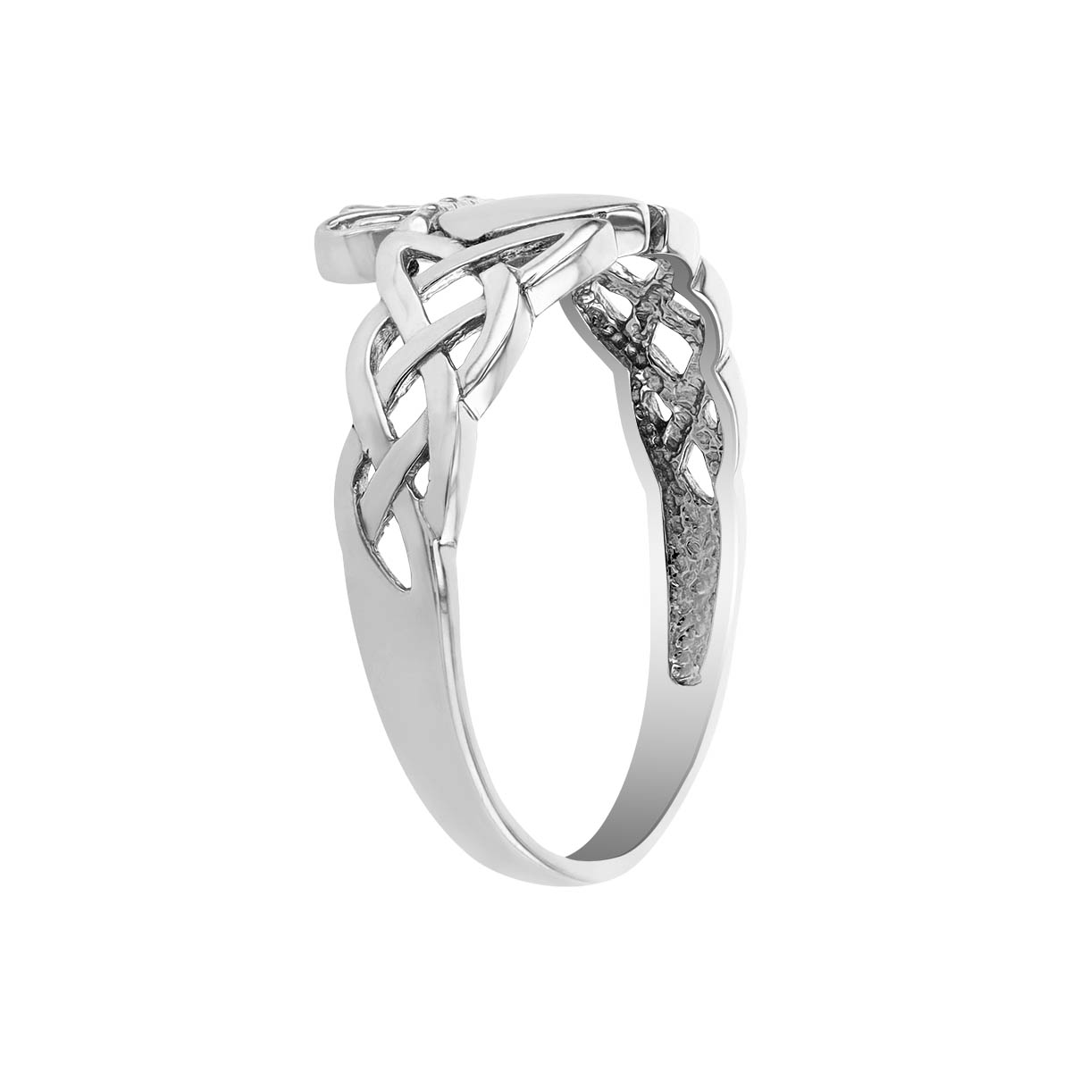 Braided Claddagh Ring in White Gold